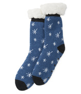 Hatley Women's Sherpa Lined Cabin Sock Snowflakes Blue