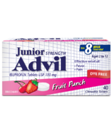 Advil Junior Strength Chewable Tablets Dye Free Fruit Punch