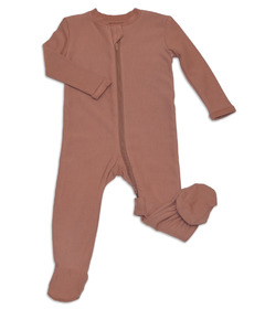 Silkberry Baby Bamboo Fleece Footie With Two Way Zipper Chocolate