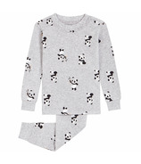 petit lem Baby Top + Pant Set PJ en tricot Medium Heather Grey Pandas