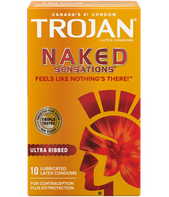 Condoms Naked Sensations ultra nervurés de Trojan – Condoms en latex lubrifiés
