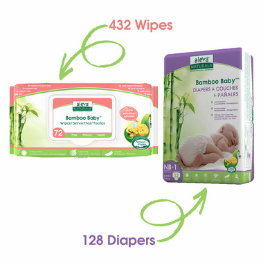 Aleva Naturals Bamboo Size NB Diaper and Sensitive Wipes Bundle Aleva Naturals Bamboo Size NB Diaper and Sensitive Wipes Bundle