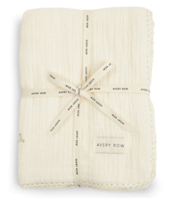 Avery Row Embroidered Muslin Blanket Wild Chamomile