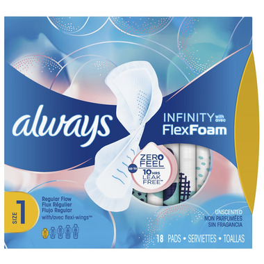 Always Radiant Teen Feminine Pads with FlexFoam, Size 1, Regular, with  Wings, Unscented, 42 CT : : Health & Personal Care