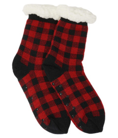 image of Hatley Women's Sherpa Lined Cabin Socks Buffalo Plaid with sku:191308