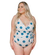 Imagine Perry Women's Front Tie One Piece Navy Polkadot