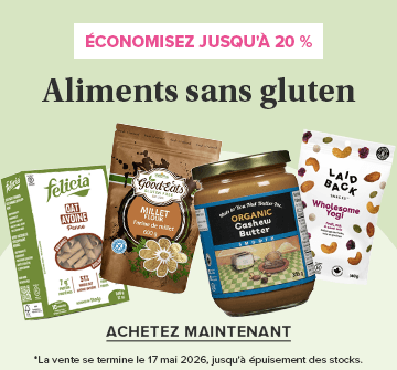 Économisez jusqu'à 20 % sur les produits sans gluten