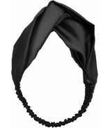 Swoon Beauty Satin Cross-Top Headband Black