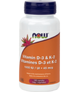 NOW Foods Vitamine D-3 et K-2 1000 UI/45 mcg