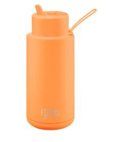 frank green Ceramic Reusable Bottle with Flip Straw Lid Neon Orange