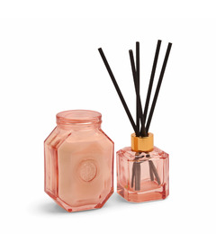 Paddywax Botanica Pink Glass Diffuser & Soy Candle Saffron Rose
