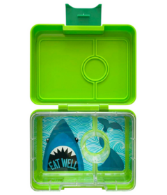 Yumbox Snack Size 3 Compartment Bento Lunch Box Jurassic Green Shark Tray