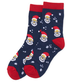 Hatley Little Blue House Kids Crew Socks Allover Santa
