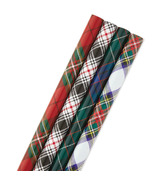 Hallmark Christmas Wrapping Paper Bundle with Cut Lines on Reverse Plaid
