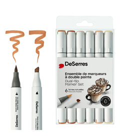 DeSerres Alcohol Dual-Tip Marker Set Natural Shades