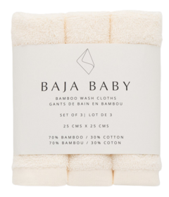 Baja Baby Bamboo Cotton Wash Cloths Pack Off White