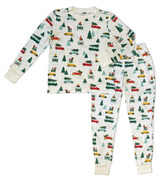 Silkberry Women's Bamboo Long Sleeve Pajama Set Jolly Christmas Cars