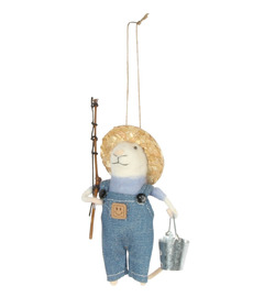 Harman Fishing Mouse Felted Ornament