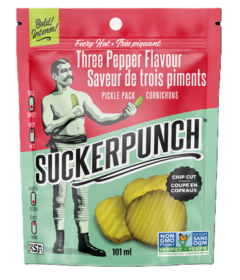 SuckerPunch Fiery Hot Three Pepper Pickle Chips Pouch