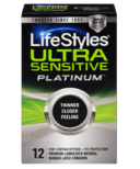 LifeStyles Ultra Sensitive Platinum Lubricated Latex Condoms