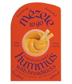 Mezete Roasted Red Pepper Hummus To Go with Breadsticks