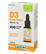 Land Art Vitamine D3 biologique 400IU pour bébé