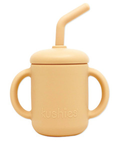Kushies Silicone SiliSippy Cup with Straw Almond