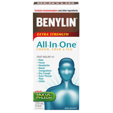 Benylin All-In-One Extra Strength Cold & Flu Daytime Syrup Benylin All-In-One Extra Strength Cold & Flu Daytime Syrup