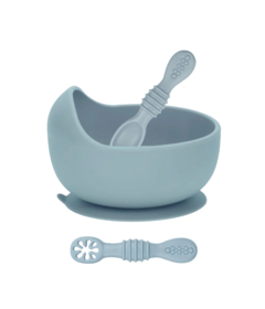 Baby Bliss Suction Bowl & Training Spoons Dusty Teal