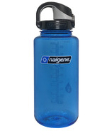 Nalgene Sustain Water Bottle Wide Mouth Blue Slate with On the Fly Lid