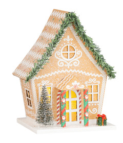 Silver Tree Table Piece Paper Gingerbread House 