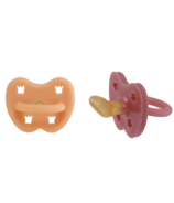 Hevea Natural Rubber Pacifier with Orthodontic Teat Pack Apricot & Blush