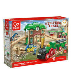 Hape Toys Wooden Retro Train & Station Set