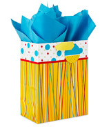 Hallmark 9 Inch Gift Bag Multicolored Stripes & Polka Dots 