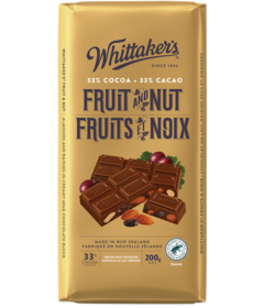 Whittaker's Milk Chocolate Bar Fruit and Nut