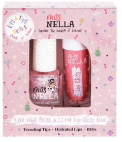 Miss Nella Besties Duo Lip Gloss Pink Secret + Peel Off Nail Polish