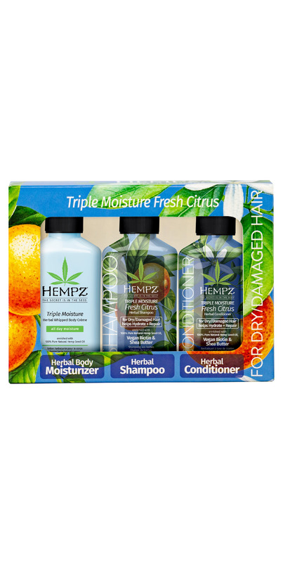 Hempz Triple Moisture Fresh Citrus Shampoo & Conditioner Set with Vegan  Biotin for Dry/Damaged Hair