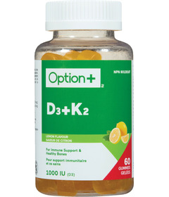 Option+ D3 + K2 Gummies Lemon