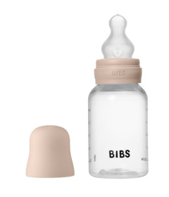 image of BIBS Round Silicone Slow Flow Baby Bottle Blush with sku:330241