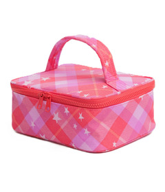 BAGGU Small Cosmetic Case Pink Star Plaid