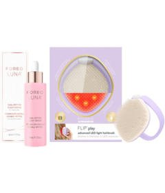 FOREO FLIP play Advanced RGB LED Light Hairbrush & Serum Bundle