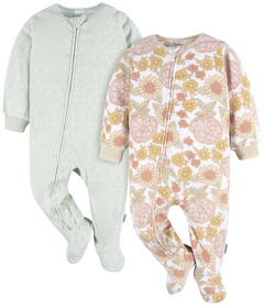 Gerber Childrenswear Footed Blanket Sleepers Pink Floral