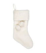 Silver Tree Off-White Stocking With Boucle Cuff And Balls