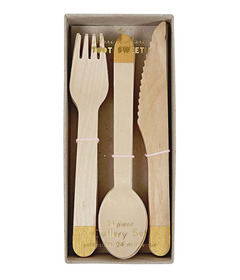 Meri Meri Wooden Cutlery Gold