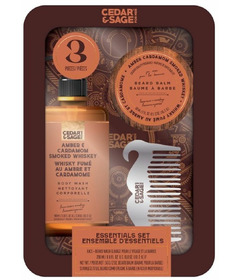 Cedar & Sage Amber & Cardamon Smoked Whiskey Face & Beard Essentials Set