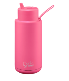 frank green Ceramic Reusable Bottle with Flip Straw Lid Neon Pink