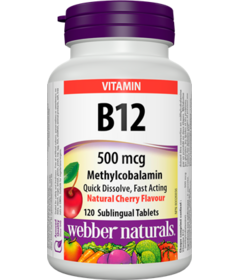 Webber Naturals Vitamin B12 500mcg Methylcobalamin Cherry