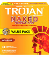 Condoms Naked Sensations ultra nervurés de Trojan – Condoms en latex lubrifiés