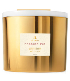 image of Thymes Large 3 Wick Gilded Gold Poured Candle Fraser Fir with sku:310440