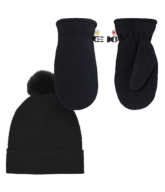 Hot Paws Girls Hat and Mittens Black Bundle